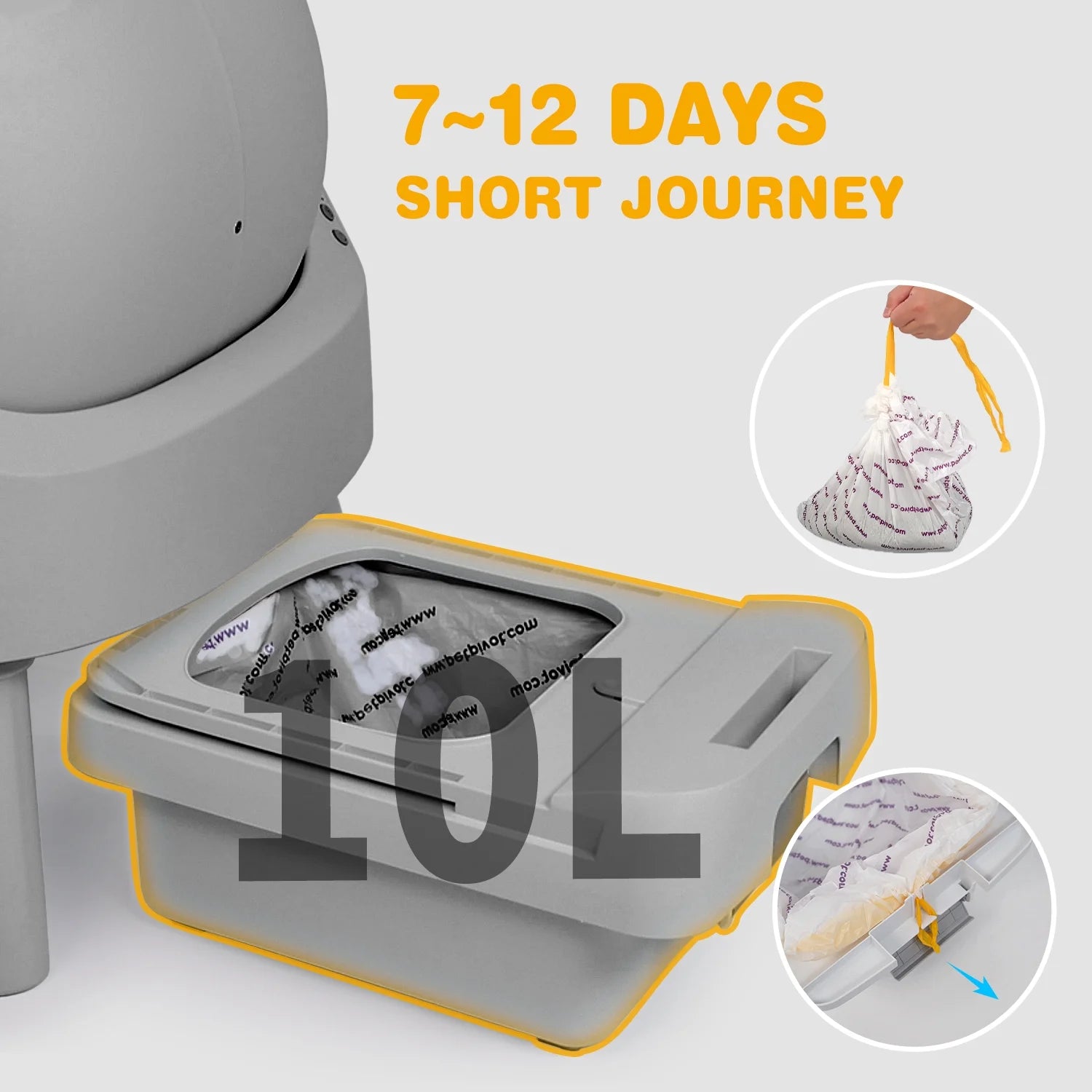 Large Open-Top Automatic Cat Litter Box Self Cleaning with Safety Protection, Mat and Trash Bags Included, Steel