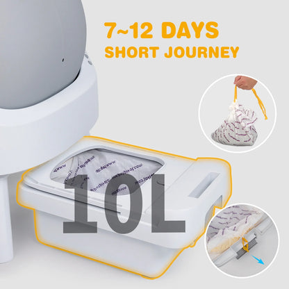 Large Open-Top Automatic Cat Litter Box Self Cleaning with Safety Protection, Mat and Trash Bags Included, Grey