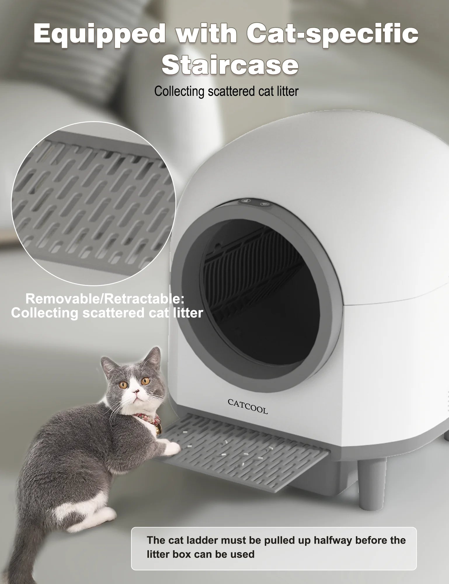 Automatic Cat Litter Box Self Cleaning, Smart Litter Box for Multiple Cats with 10 Safety Sensor Radars, 100L Electric Cat Box with App-Control, Odor Control, Quiet Operation, White