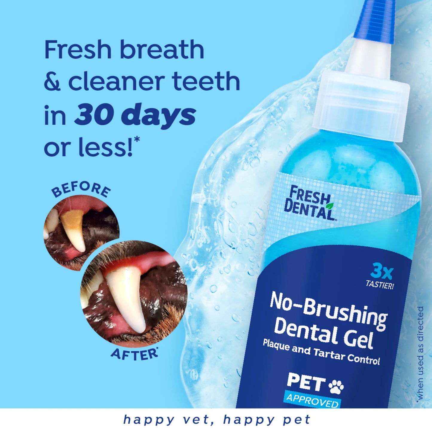 Fresh Dental No Brushing Gel Toothpaste for Dogs & Cats, Plaque Remover Pet Toothpaste, 4 Oz