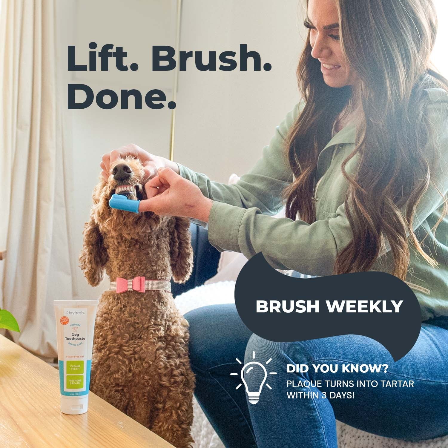 Premium Dog Dental Gel Toothpaste, Best Way to Clean Teeth & Remove Plaque for Dogs, Flavor Free, 4 Oz.