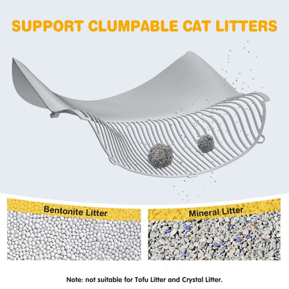 Large Open-Top Automatic Cat Litter Box Self Cleaning with Safety Protection, Mat and Trash Bags Included, Grey